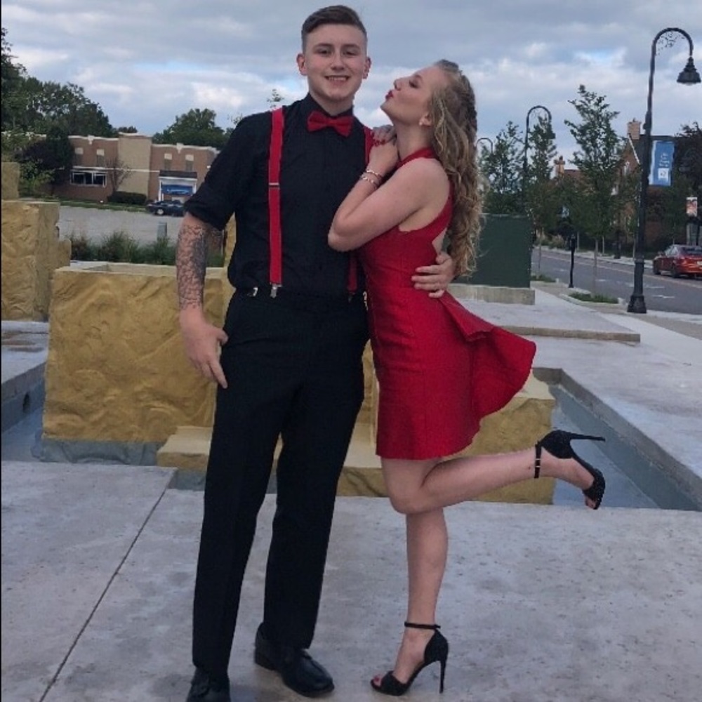 Red Mori lee formal dress